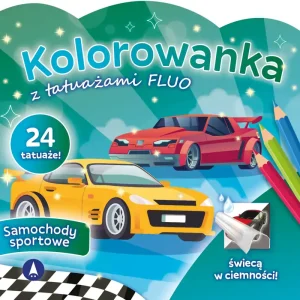 Samochody sportowe. Kolorowanka z tatuażami FLUO Premium