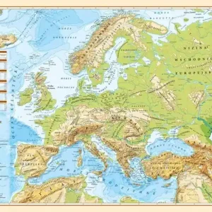 Nowy PODKŁADKA NA BIURKO MAPA EUROPA POLITYCZNO FIZYCZNA 1:12 000 000 WYD. 2