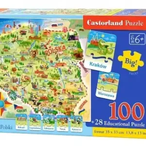 Popularny Puzzle 100+28 Mapa Polski CASTOR