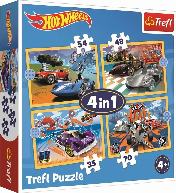 Puzzle 4w1 Pojazdy Hot Wheels TREFL Tylko do końca tygodnia