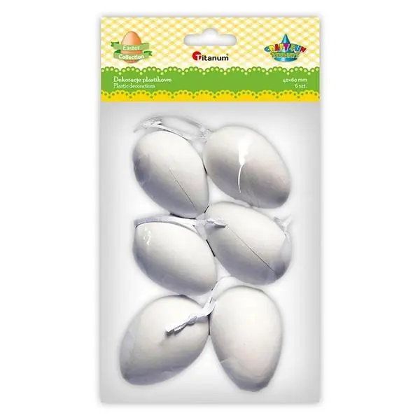 Premium Zawieszki plastikowe jajka 40x60mm białe 6szt
