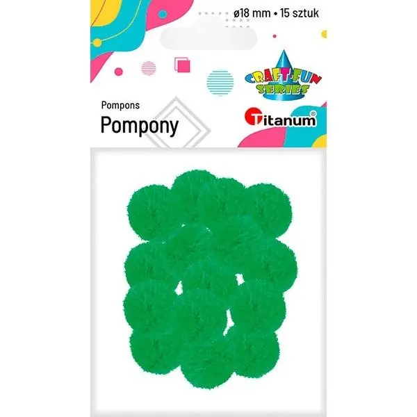 Darmowa dostawa Pompony poliestrowe 18mm zielone 15szt