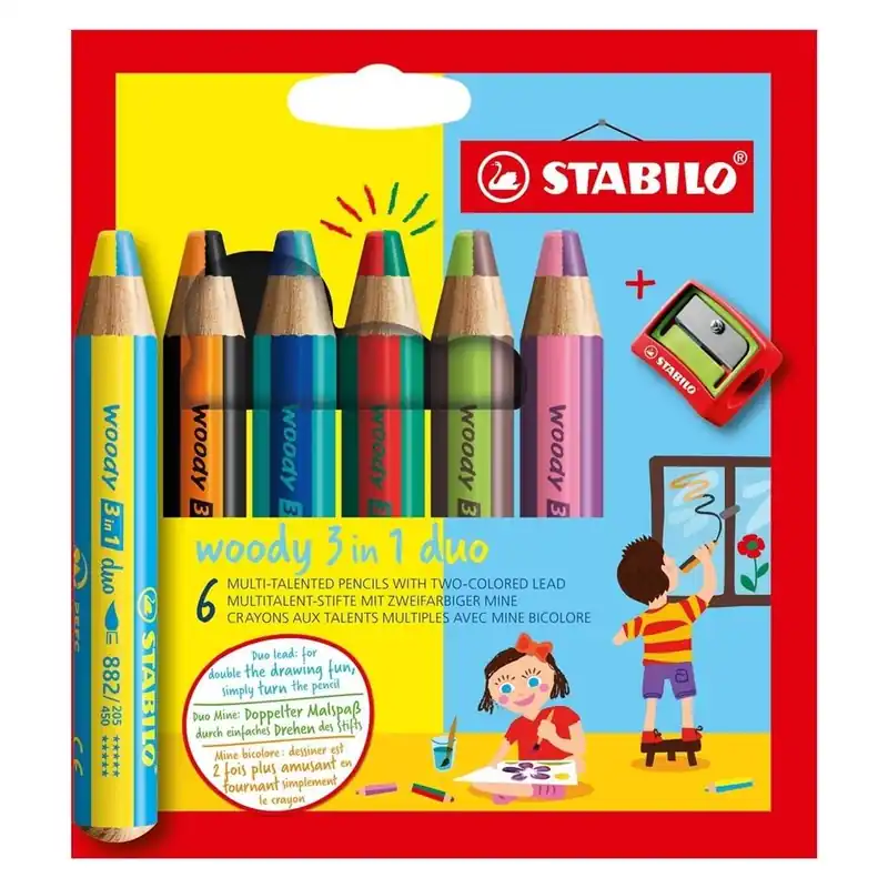 Kredki Woody 3w1 Duo 6 kol+ temperówka STABILO Obniżka ceny