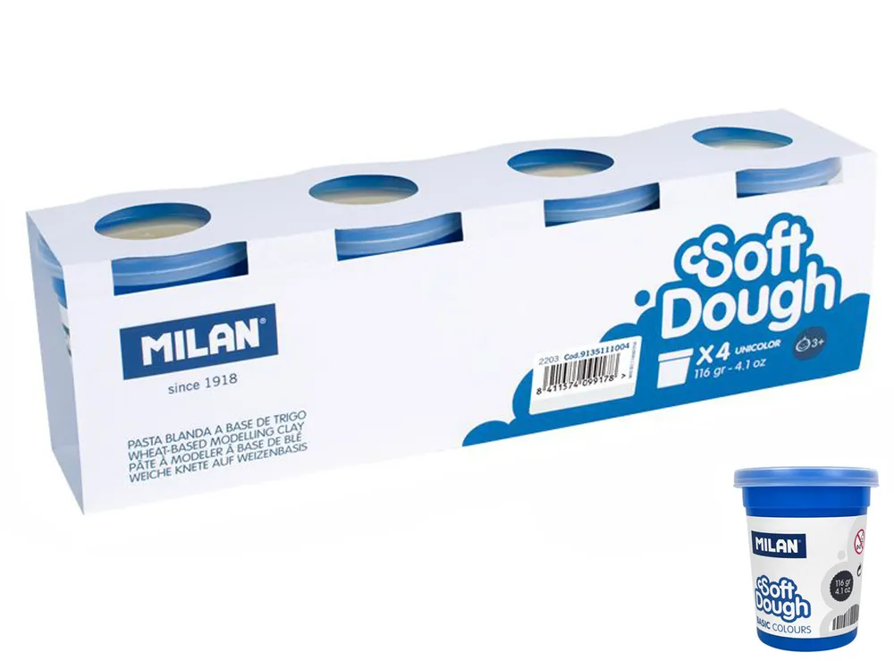 Ciastolina Milan basic 4 słoiczki x 116 g biała Bezpieczna płatność