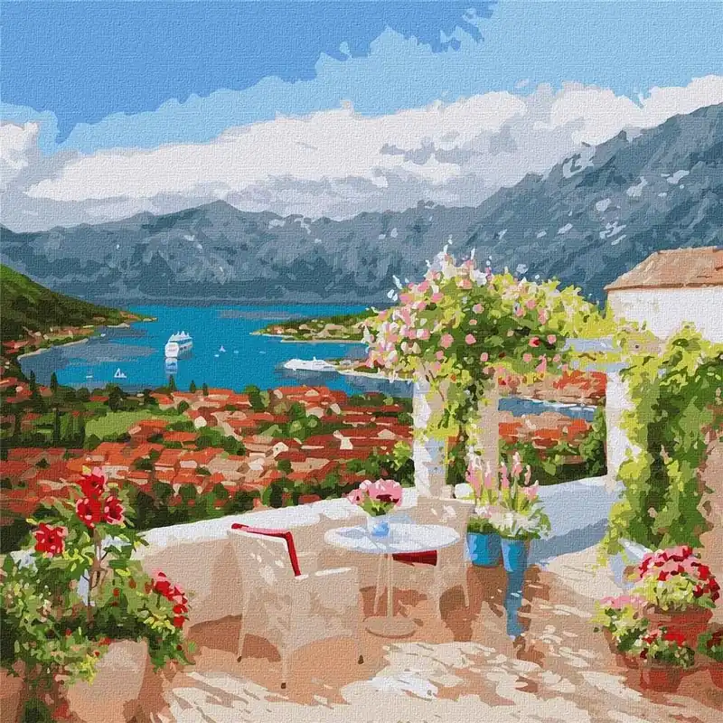 Malowanie po numerach - Zatoka Kotorska 50x50cm Wyjątkowa oferta