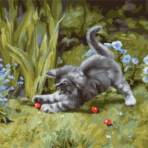 Malowanie po numerach - Zabawny kotek 40x50cm Tani