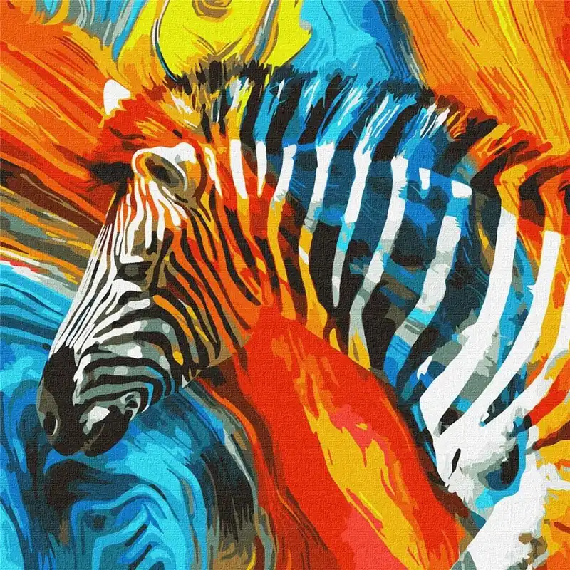 Szybka dostawa Malowanie po numerach - Kolorowa zebra 50x50cm