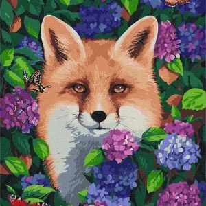 Oferta limitowana Malowanie po numerach - Lis w hortensji 40x50cm