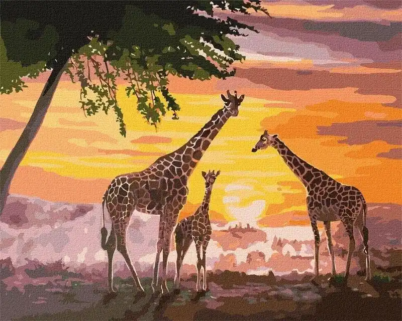 Hit cenowy Malowanie po numerach - Rodzina żyraf 40x50cm