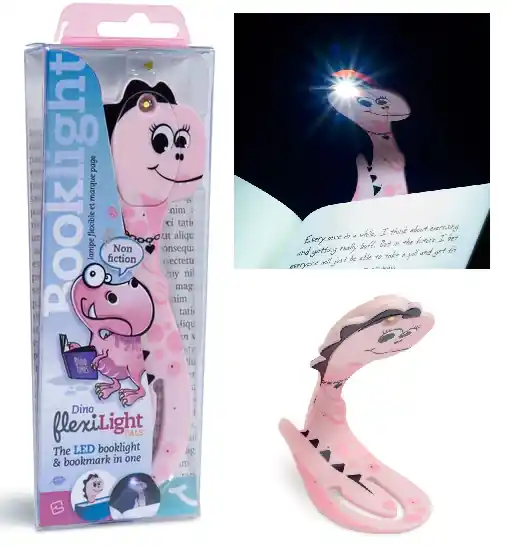 Bezpieczne zakupy Flexilight - PALS Dinosaur Pink - Lampka do książki - Dinozaur róż