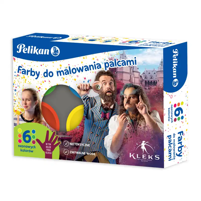 Bezpieczna płatność Farby do malowania palcami Kleks 40 ml 6 neonowych kolorów Pelikan