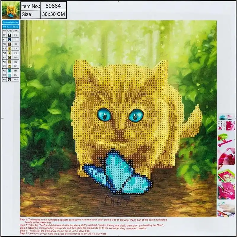 Diamentowa mozaika 5D - Cat&Butterfly 30x30 80884 Ostatnie sztuki