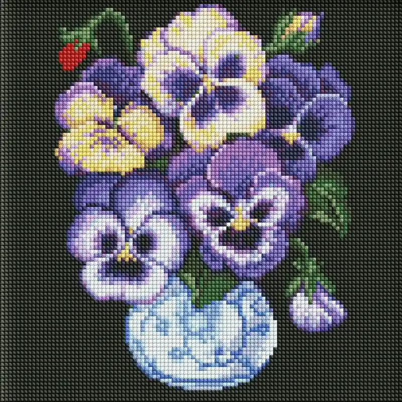 Diamentowa mozaika bez ramy - Bratki 30x30cm Kup teraz