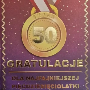 Karnet Urodziny 50 medal damskie Niska cena