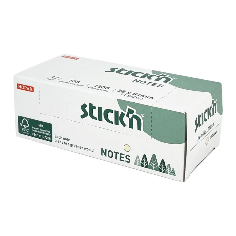 Notes samoprzylepny 38x51mm żółty 100k. (12szt) Popularny