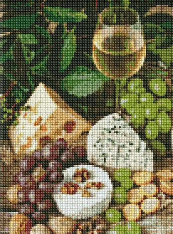 Darmowa dostawa Diamentowa mozaika - Białe wino z serem 30x40cm