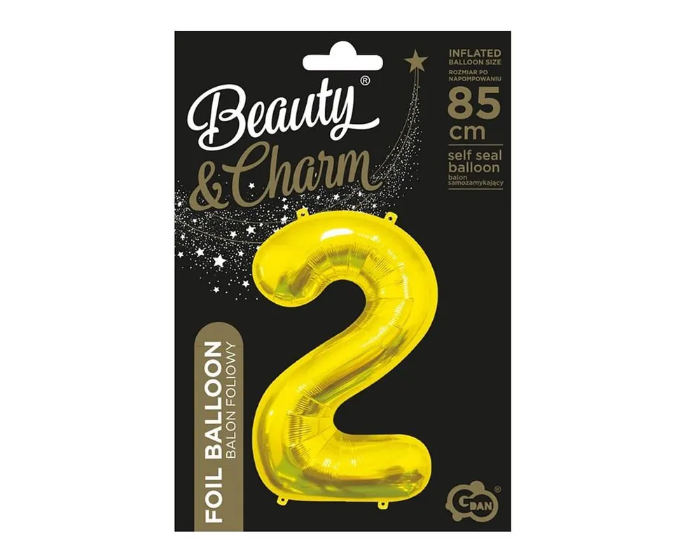 Ostatnie sztuki Balon foliowy B&C 2 złoty 85cm