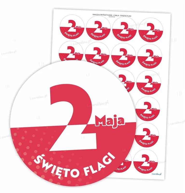 Naklejki patriotyczne - 2 maja 40mm 24szt Ostatnie sztuki