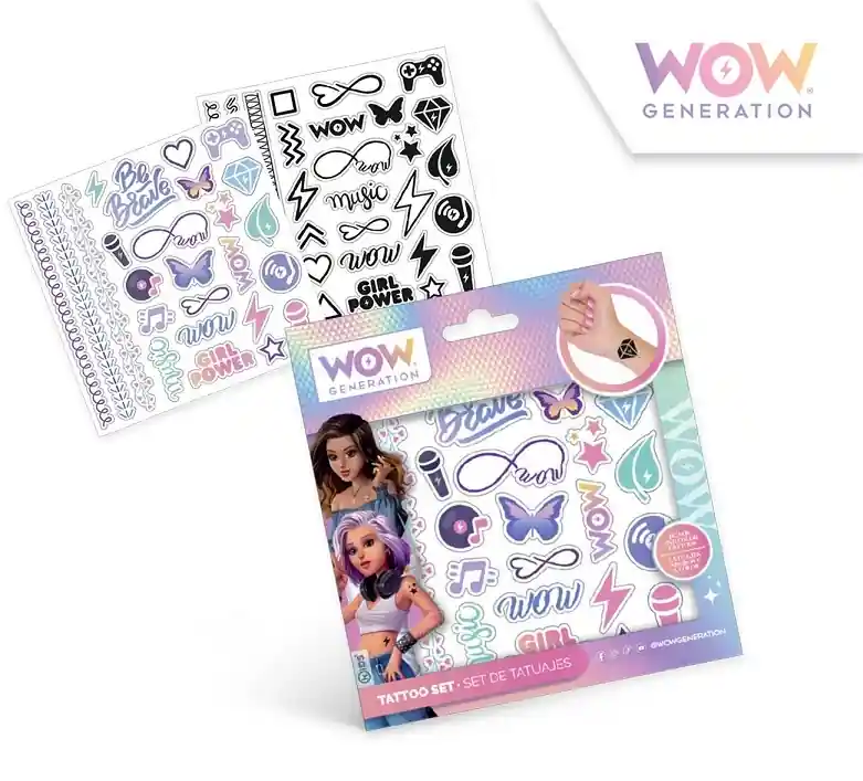 Zestaw tatuaży kolorowych i czarno-białych WOW 50 szt. Promocja