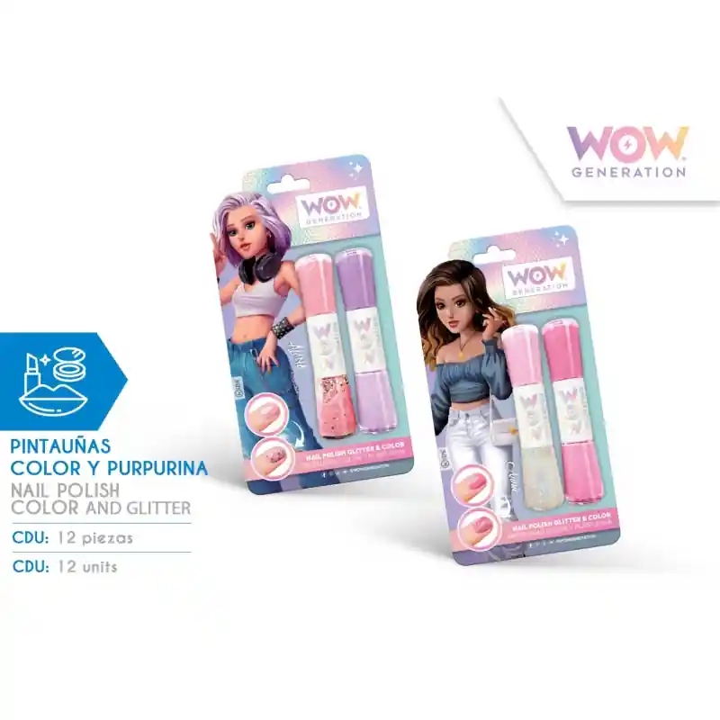 Promocja Lakier do paznokci WOW kolorowy i brokatowy mix wzorów WOW00013